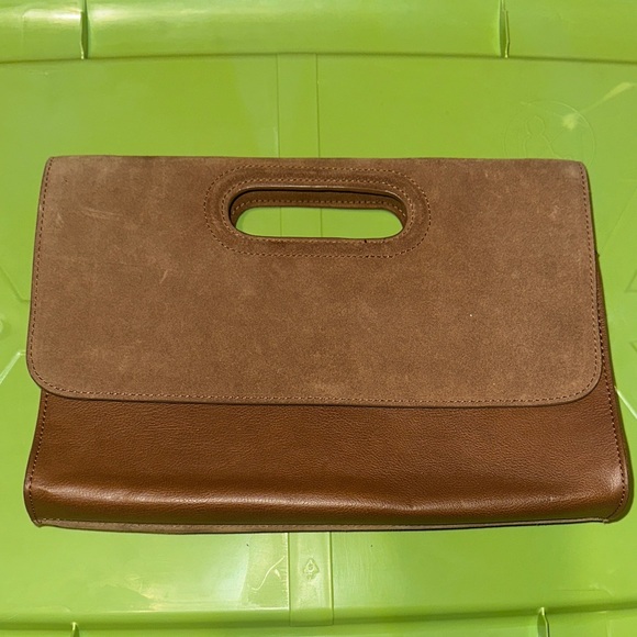 Elegant Brown Leather Clutch - Picture 1 of 5